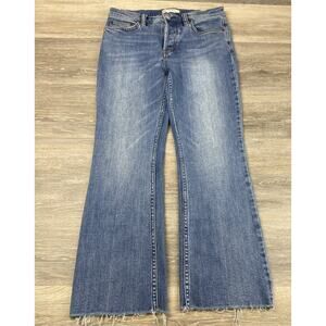 FREE PEOPLE WE THE FREE DISTRESSED, FRAYED HEM, BUTTON FLY BLUE JEANS SIZE 28‎